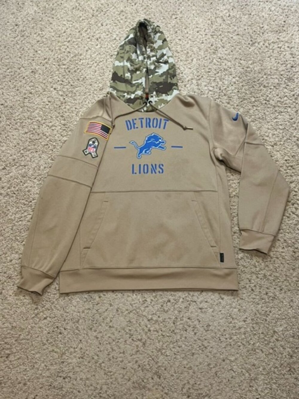 Detroit Lions Nike Dri Fit 2019 Salute To Service Hoodie Sweatshirt Size Large